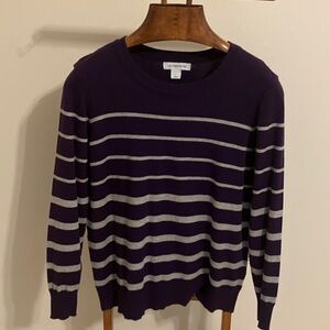 Liz Claiborne Deep Purple Sweater with White Stripes